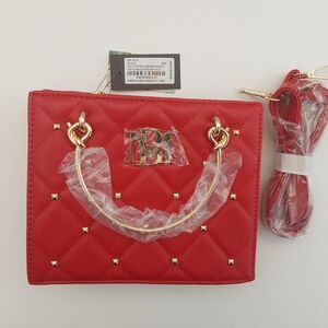 NWT Badgley Mischka Red Small Tote with Hardware Handles